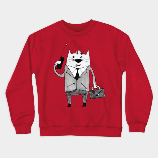 Executive cat Crewneck Sweatshirt by pencildog